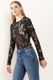 Ces Femme Floral Lace Mesh Bodysuit - felvior