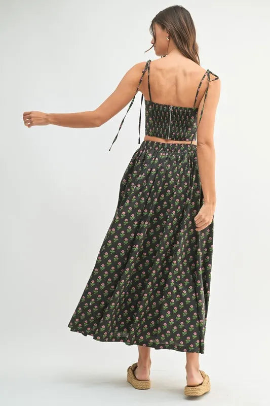MABLE Floral Crop Top and Skirt Set - felvior