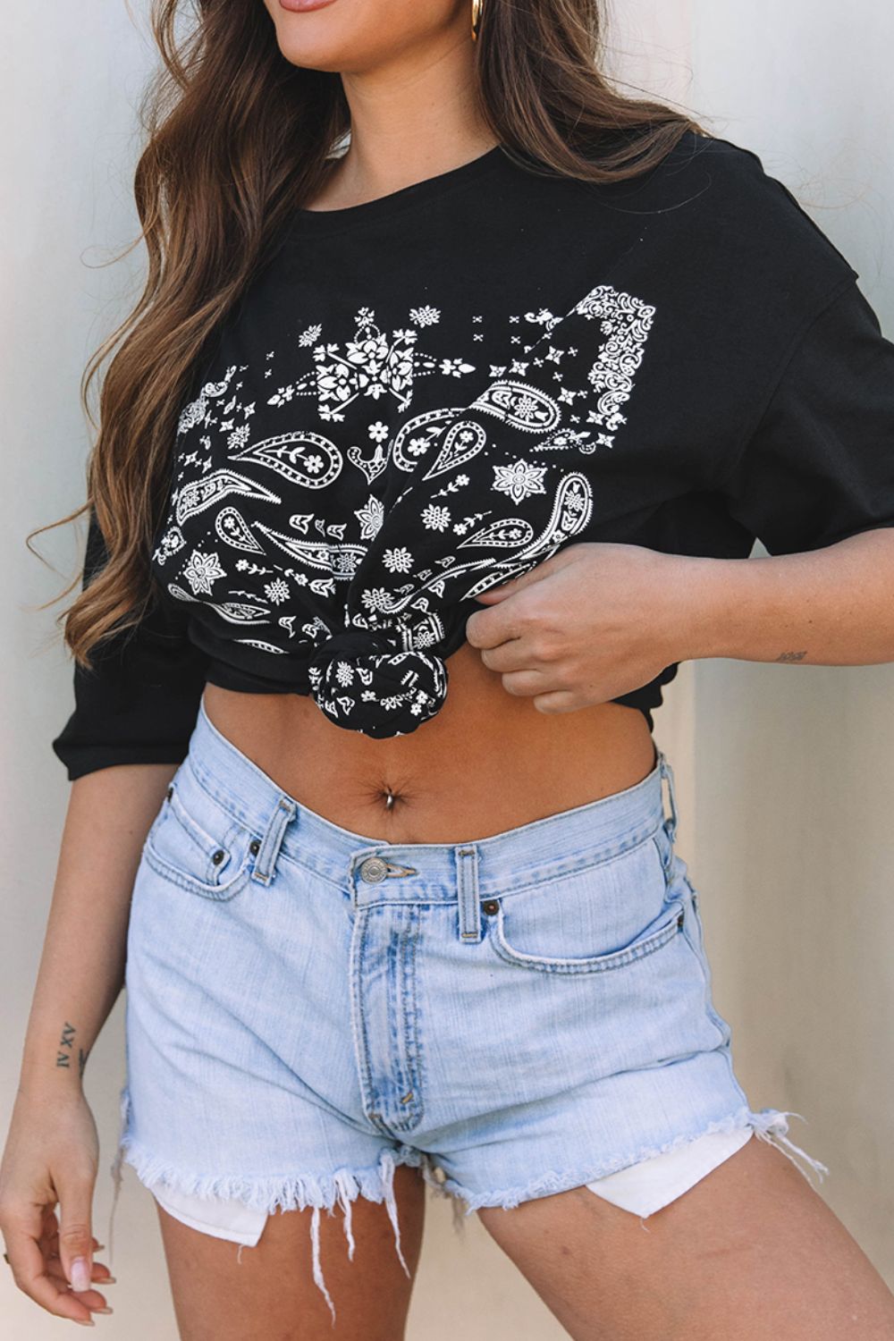 Paisley Round Neck Half Sleeve T-Shirt