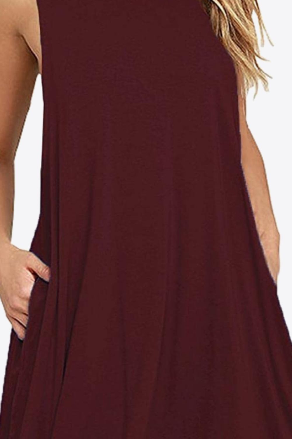 Full Size Round Neck Sleeveless Dress with Pockets - felvior