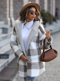 Plaid Open Front Hooded Coat - felvior