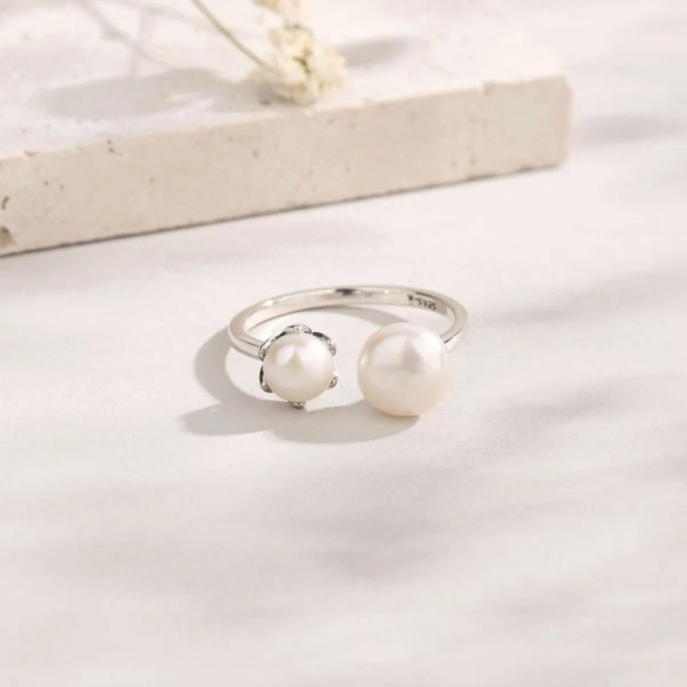 Pearl 925 Sterling Silver Open Ring
