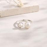 Pearl 925 Sterling Silver Open Ring - felvior