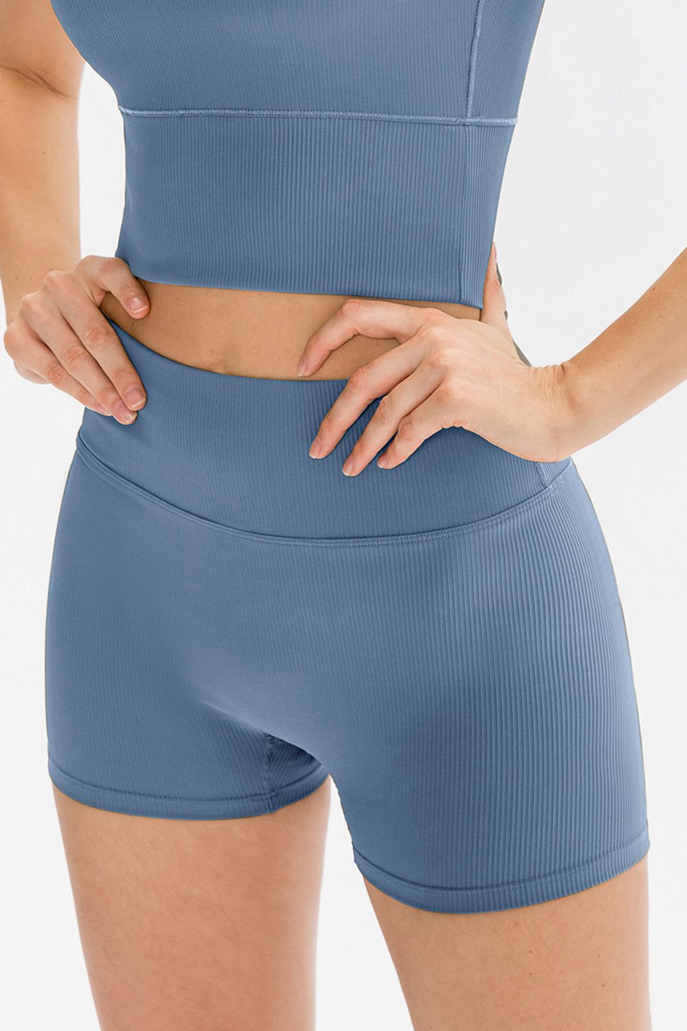 Slim Fit Wide Waistband Sports Shorts - felvior