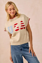BiBi USA Patchwork Sweater Vest Top With Contrast Detail