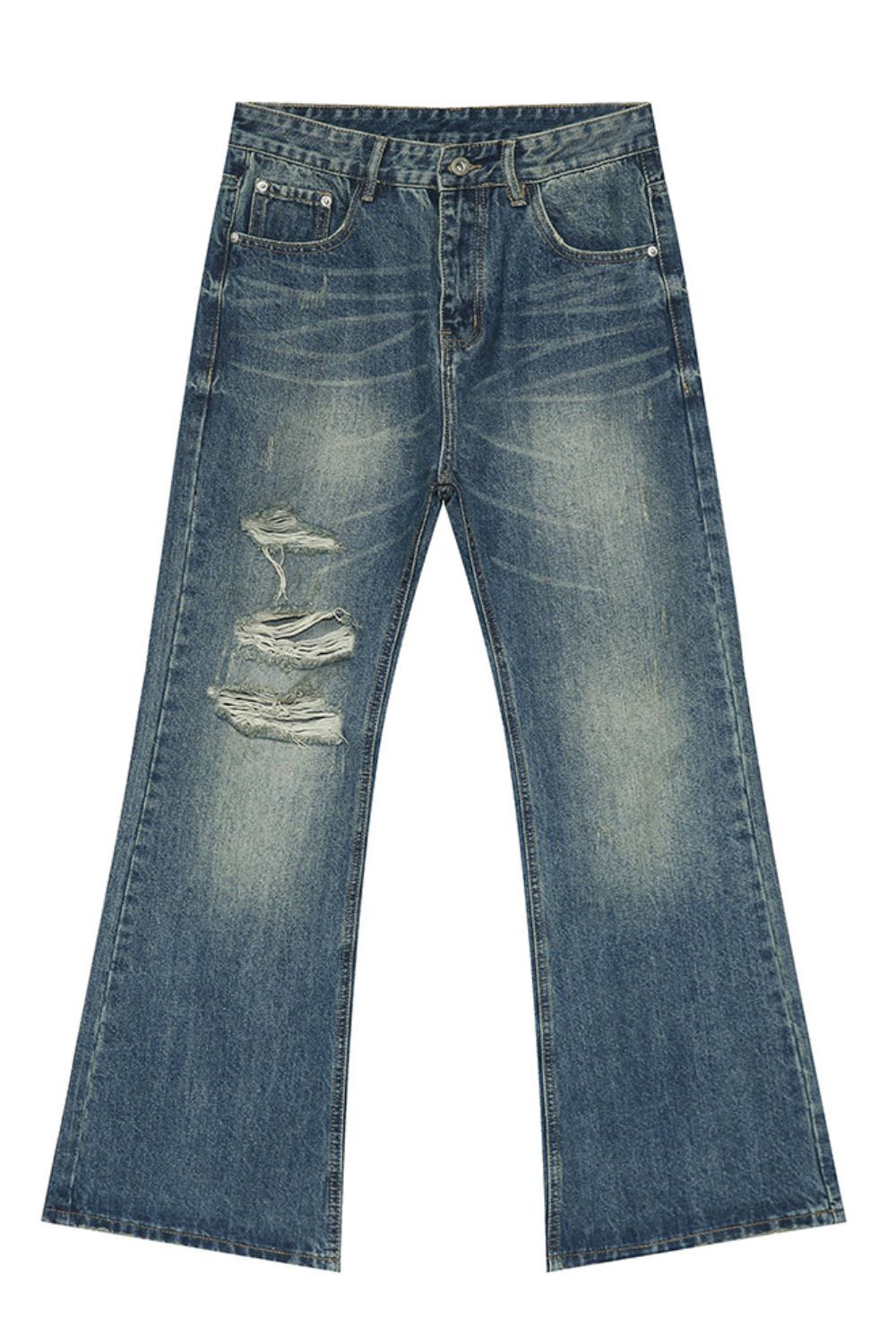 Men's Distressed Bootcut Jeans - felvior