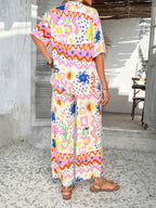 Devine Printed Button Down Shirt and Pants Set