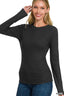 Zenana Ribbed Long Sleeve Round Neck T-Shirt