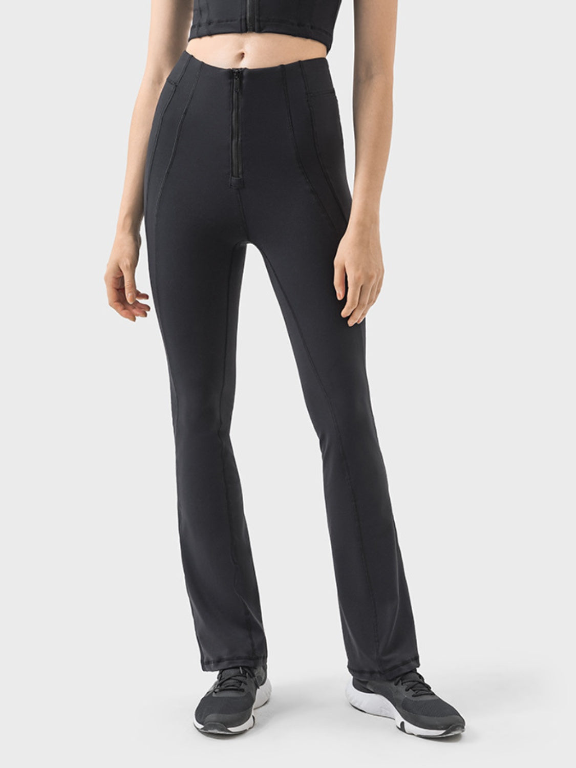 Millennia Zipper Detail High Waist Active Pants - felvior