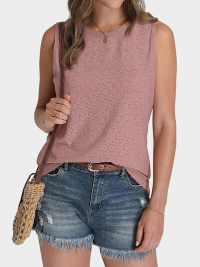 Florira Eyelet Round Neck Tank - felvior
