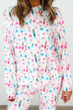 Printed Round Neck Long Sleeve Top and Pants Lounge Set - felvior
