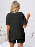 Notched Short Sleeve and Shorts Lounge Set - felvior