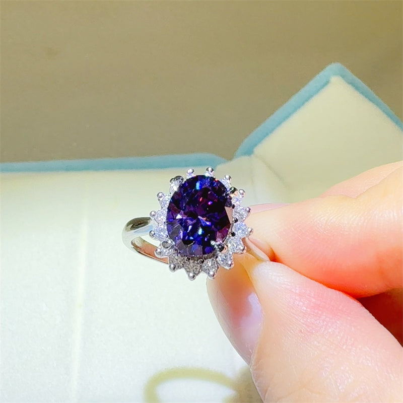 2 Carat 925 Sterling Silver Oval Moissanite Ring - felvior