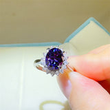 2 Carat 925 Sterling Silver Oval Moissanite Ring - felvior