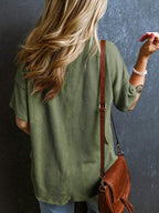 Textured V-Neck Half Sleeve T-Shirt