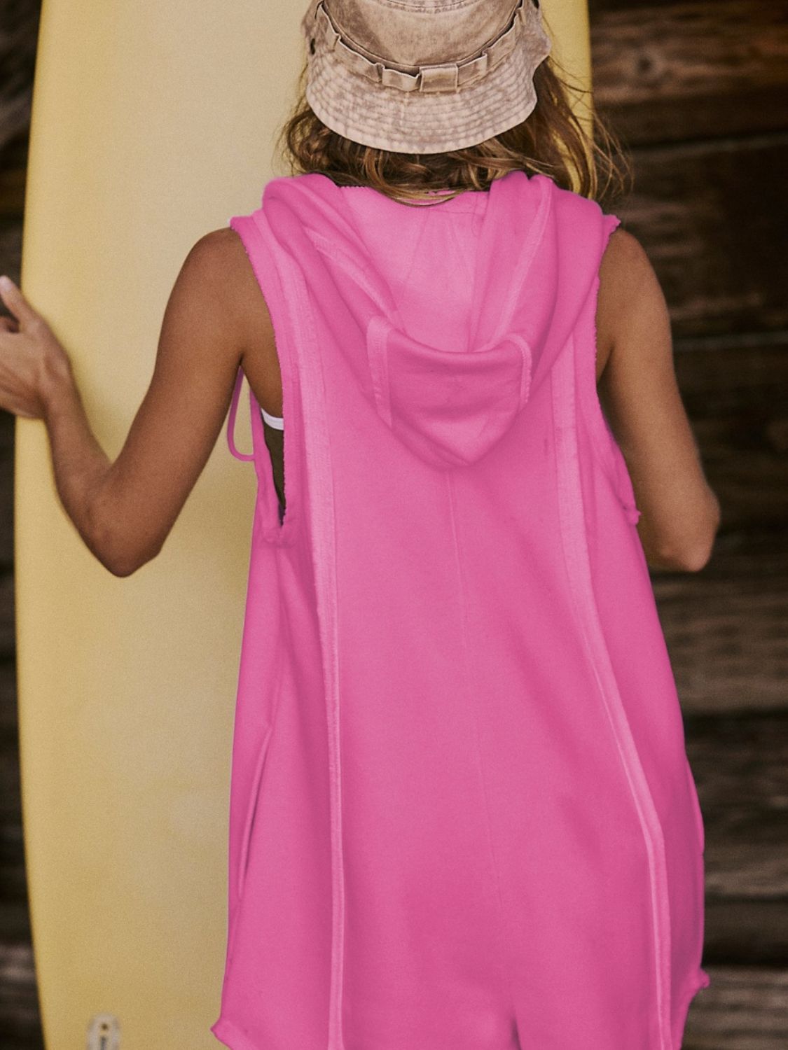 Half Zipped Hooded Sleeveless Romper