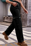 Buttoned Loose Fit Jeans with Pockets - felvior