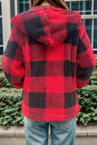 Double Take Full Size Plaid Long Sleeve Hooded Coat - felvior