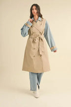 MABLE Layered Look Trench Coat With Denim Jacket