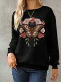 Graphic Round Neck Long Sleeve Sweatshirt - felvior