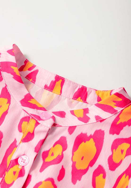 Leopard Print Button Down Long Sleeve Shirt - felvior