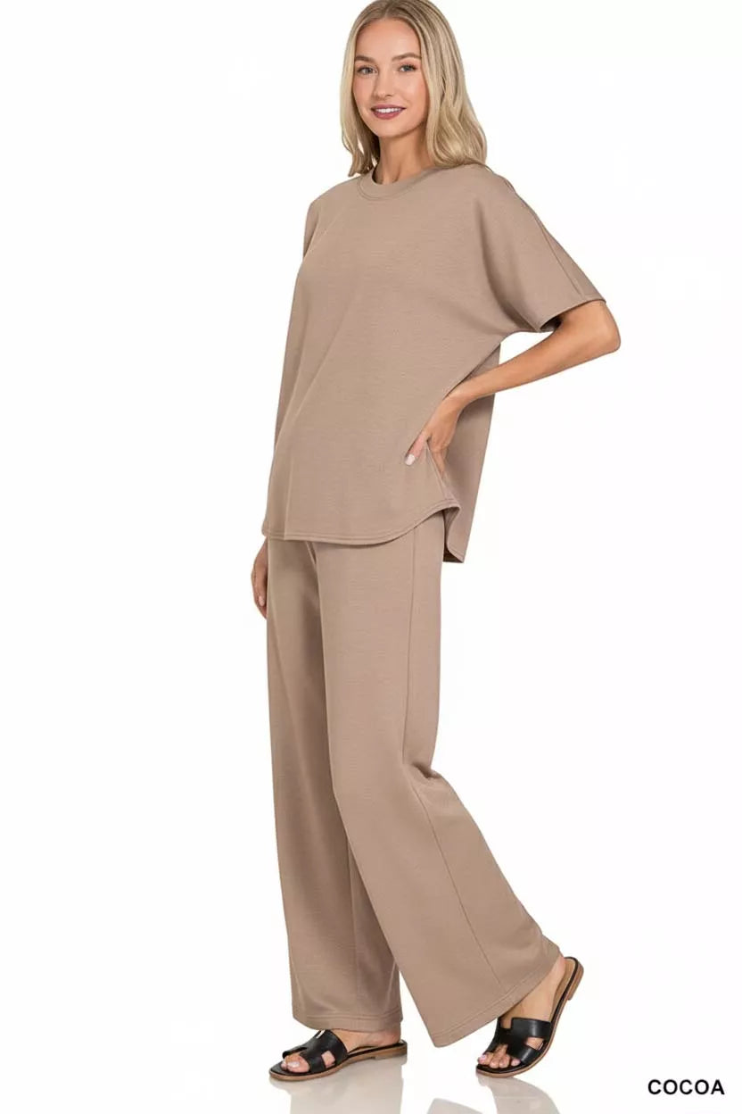 Zenana Scuba Curbed Hem Top & Pants Set Zweitbild