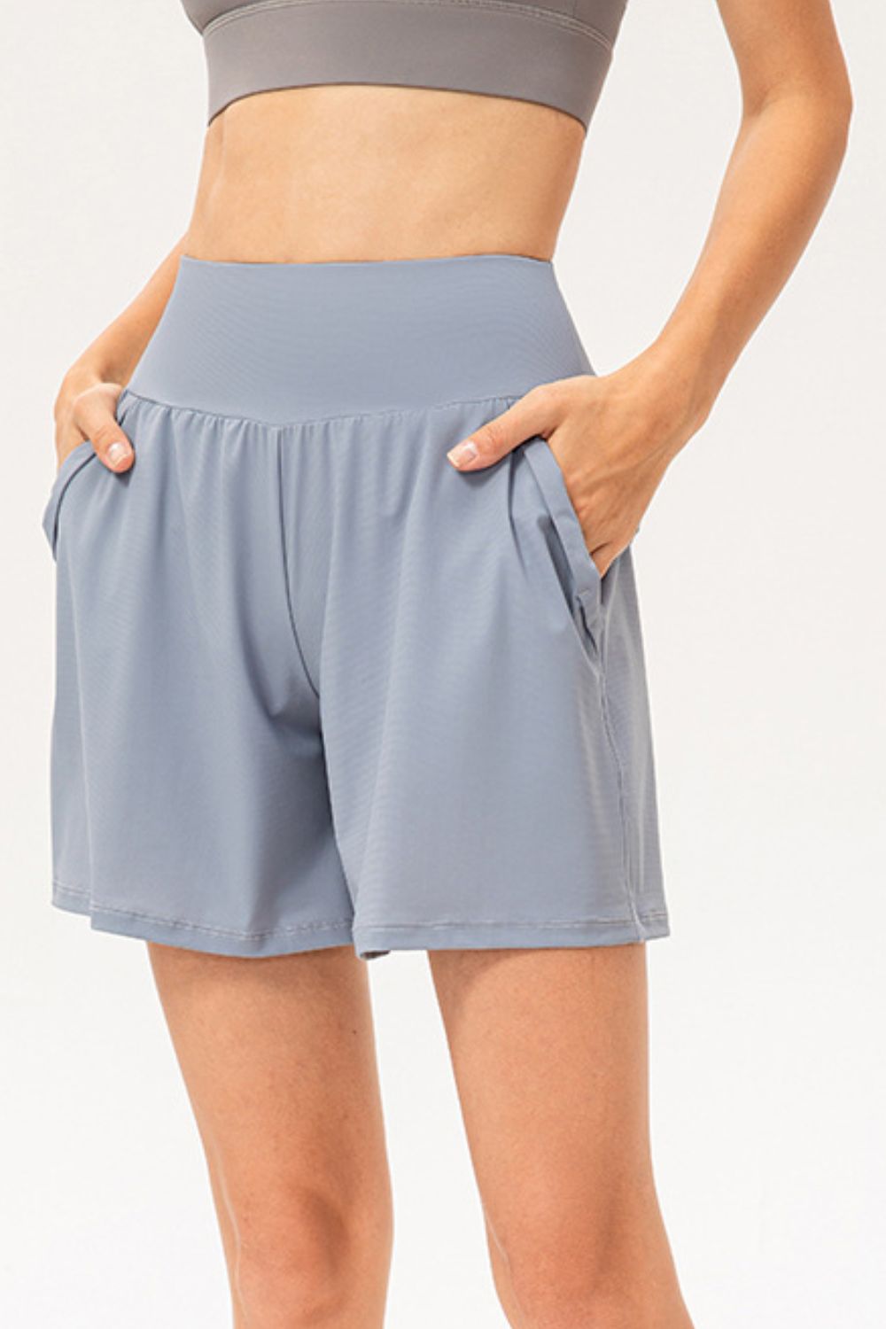 Pocketed Elastic Waist Active Shorts - felvior