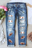 Distressed Football Straight Jeans - felvior