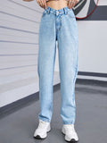 Straight Leg Jeans with Pockets - felvior