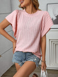 Textured Round Neck Short Sleeve Top