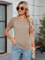 Round Neck Lace Short Sleeve T-Shirt