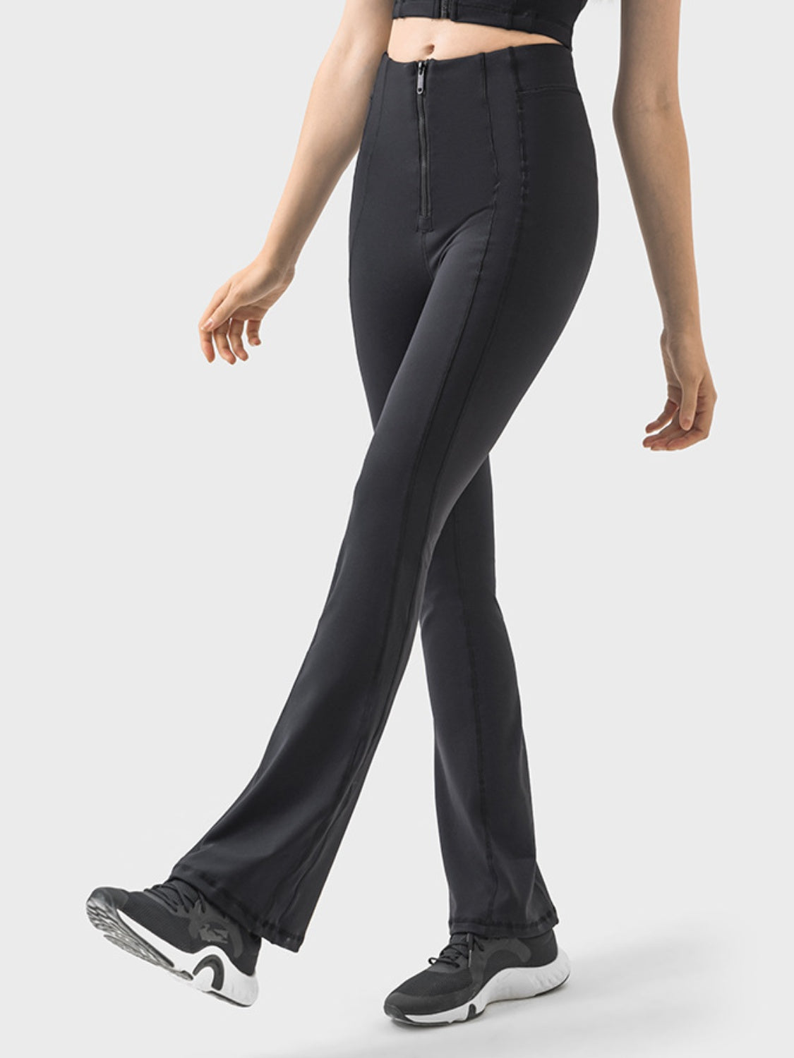 Millennia Zipper Detail High Waist Active Pants - felvior