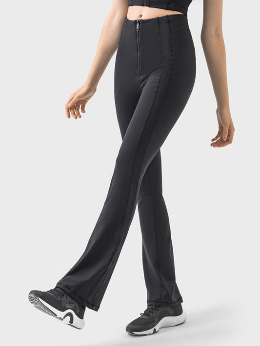 Millennia Zipper Detail High Waist Active Pants - felvior