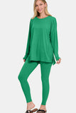Zenana Full Size Brushed Microfiber Top and Leggings Lounge Set - felvior
