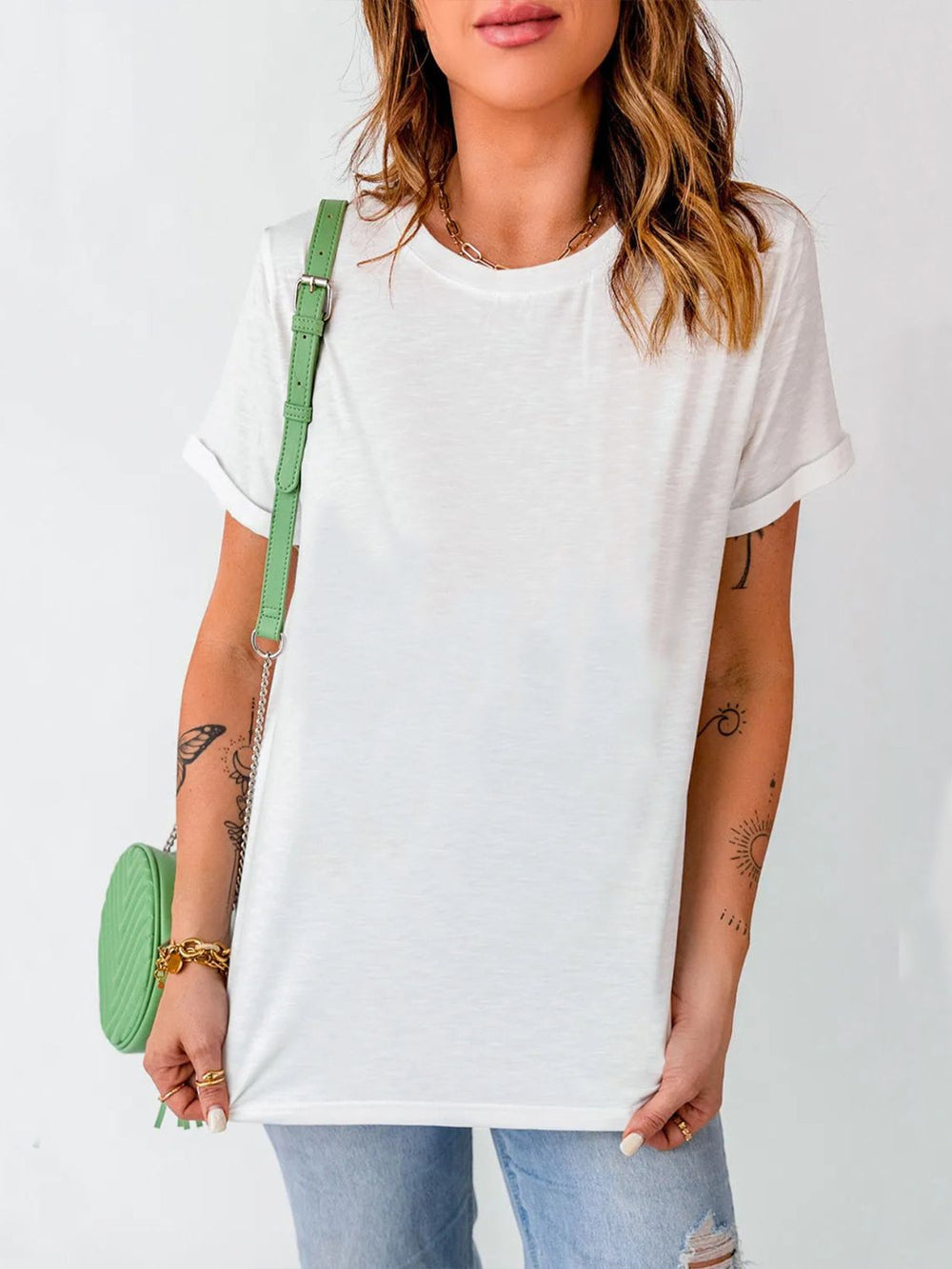 Perfee Round Neck Short Sleeve T-Shirt