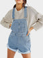 Pocketed Square Neck Wide Strap Denim Overalls