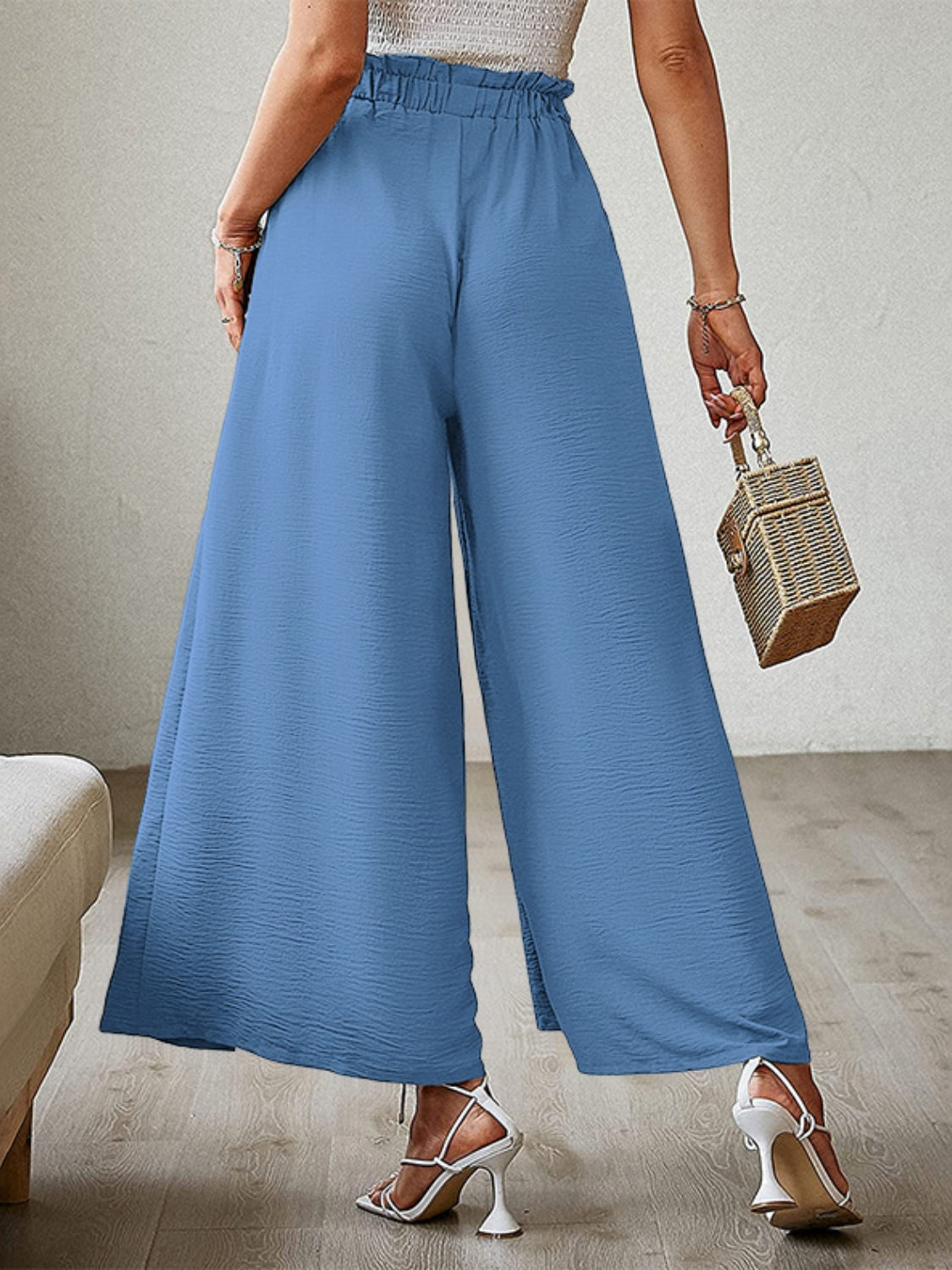 Tied Slit Wide Leg Pants - felvior