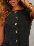 Button Down Denim Vest