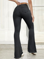 Raw Hem High Waist Flare Jeans