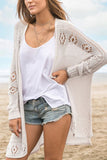 Openwork Side Slit Open Front Long Sleeve Cardigan - felvior