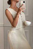 Flower V-Neck Vest and Skirt Sweater Set - felvior
