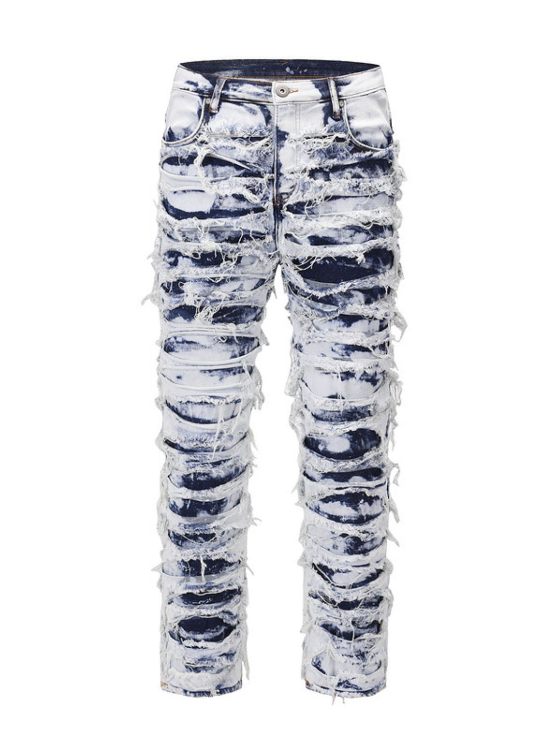 Men's Distressed Raw Hem Straight Jeans Hauptbild