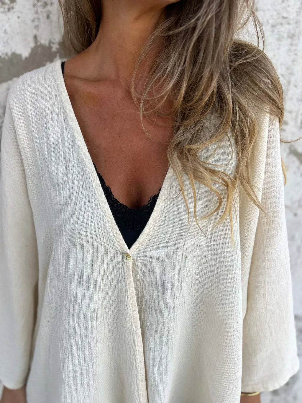 Full Size One Button Long Sleeve Shirt Plus Size