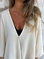 Full Size One Button Long Sleeve Shirt Plus Size