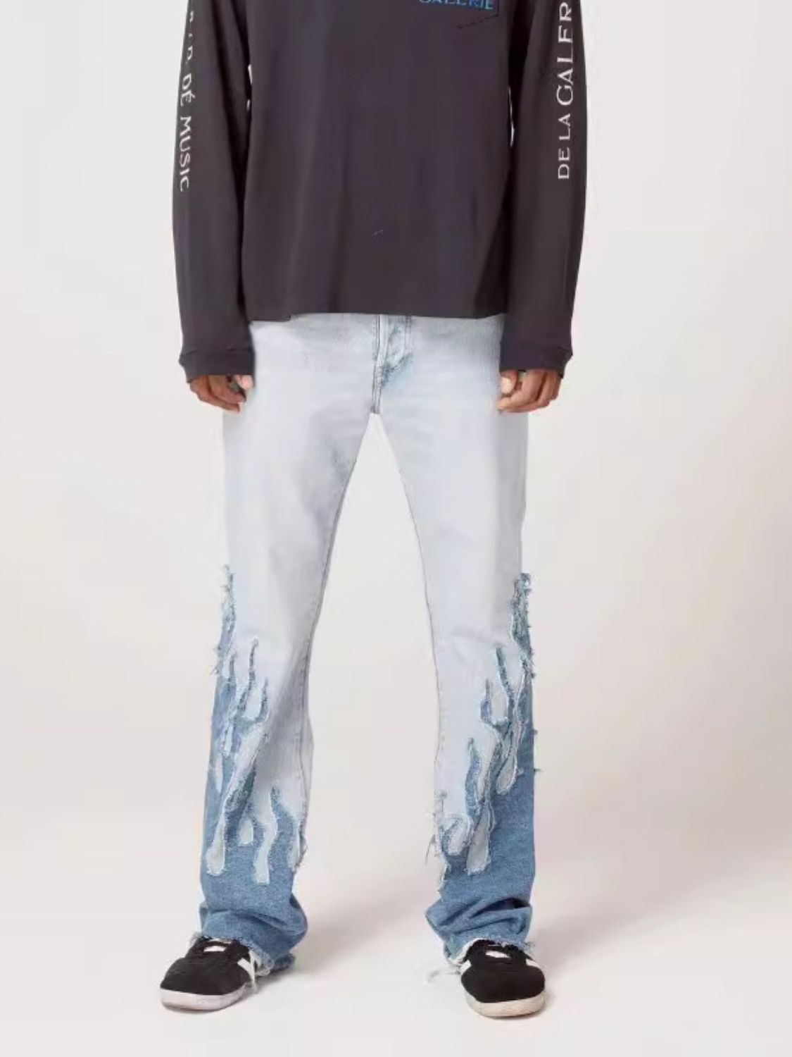 Men's Flame Pattern Patch Cargo Jeans ’