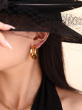 Stainless Steel Tigerite Ring and C-Hoop Earrings Set - felvior