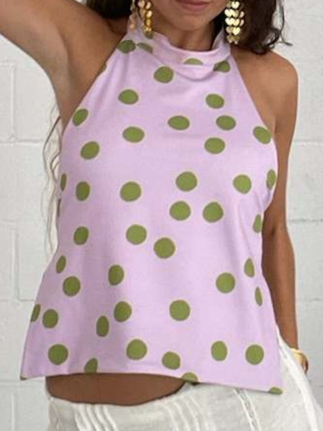 Backless Printed Halter Neck Tank - felvior