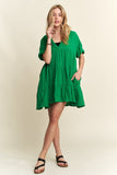 ADORA Tiered Notched Short Sleeve Dress - felvior