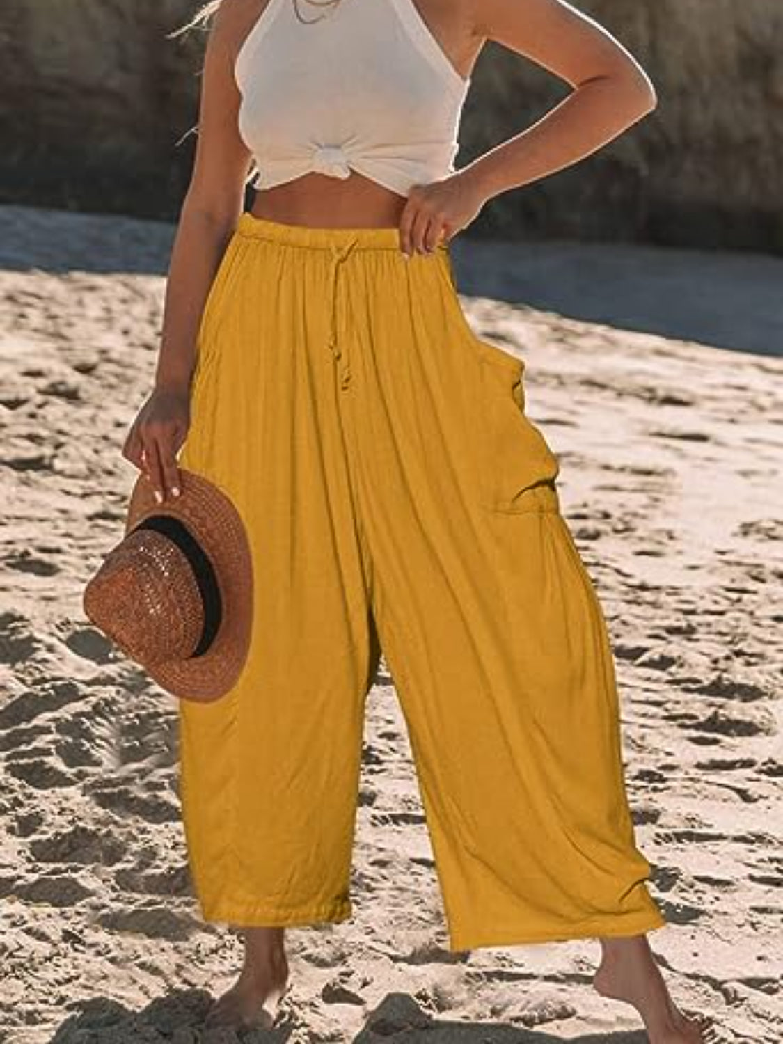 Full Size Wide Leg Pants with Pockets Plus Size - felvior