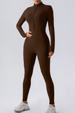 Half Zip Mock Neck Active Jumpsuit - felvior